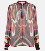[Pucci] Pucci Marmo silk chiffon blouse AU 12 black