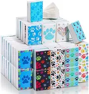 100 Pack Paw Print Designed Facial Tissues Individually Packed Paper Pocket Pack Bulk Small Travel Tissue Mini Pocket Tissues for Travel Wedding Party Daily Use Wipes, 10 Designs, 3 Ply, 8 Sheet