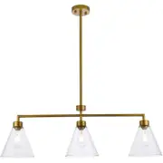 Living District LD2502BR Mera 3 Light 38 inch Brass Linear Pendant Ceiling Light