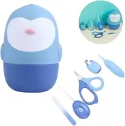 PEPLAYTAL 1 Set Nail Care Grooming Kit with LED Ear Spoon Nail Clipper Scissors Tweezers Boards for Boy Girl Ergonomic Design Cute Colors Blue Purple