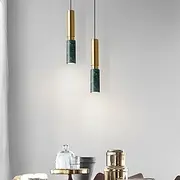 Nordic Modern Pendant Light Fixture Brass Ceiling Hanging Light with Marble lampshade Simple Chandelier Restaurant Pendant Lighting for Kitchen Island Living R