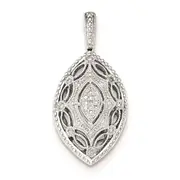 Sterling Silver Diamond Marquise-shaped Filigree Pendant