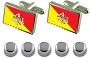 [Select Gifts] Shirt Dress Studs Sicily Region Italy Flag Cufflinks