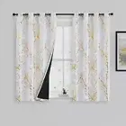 100% Blackout Curtains Gold White Foil Branch Curtains for Bedroom, Curtains ...