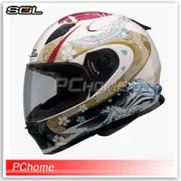 在飛比找PChome24h購物優惠-【SOL SF2M SF-2M 浮世繪 米白/紅 全罩式安全