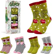 [The Grinch] Grinch Women's Calf Socks - Pack of 5, red, 36-40