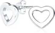 [Bling Jewelry] Small Love Heart Shaped Puffed Stud Earrings For Women For Girlfriend Polished .925 Sterling Silver 8MM Engrave Initials