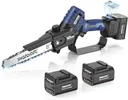 8' Battery Chainsaw w/Automatic Lubrication, Professional Cordless Chainsaw, 21V 2x4Ah Battery, for Orhcard and Vineyard