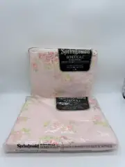 Vintage Springmaid Pink Rose Double Flat/Fitted Sheet NoIron Percale Wondercale
