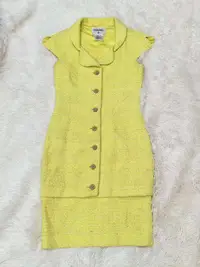 在飛比找Yahoo!奇摩拍賣優惠-chanel黃色 粗花呢連身裙38碼