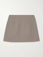 [Matteau] Matteau - Wool-blend Twill Mini Skirt - Stone - 2 2 Gray