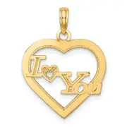 14K Yellow Gold I Heart You In Frame Charm