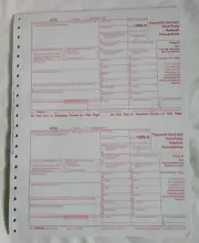 1099-K 2024 IRS Tax Form single sheet set for 2 recipients carbonless 5-pt 2up