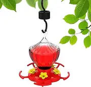 Hummingbird Feeders for Outdoors - 16 Oz Wide Mouth Bird Feeder with 5 Flower Feeding Ports - Built-in Ant Guard and Bee-Proof Design, Water Container for Tree Balcony