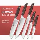 Knife Set Chef Santoku Utility Bread Paring Stainless Steel Wood Handle Slicing
