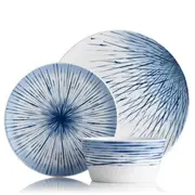 Noritake Hanabi Porcelain 12 Piece Dinner Set Blue & White