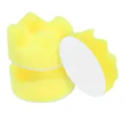 3pcs Buffing Sponge Pads 3" Polishing Wheel Waffle Finishing Grip Pad, Yellow