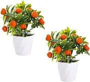 2Pcs Artificial Lemon Tree Potted Plants 9.5Inch Mini Lemon Tree Bonsai Fake Fruit Tree Topiary Simulation Faux Lemon Tree Greenery in Pots for Home Office Decor/553 (Color : Orange, Size : 8.3x9.5I