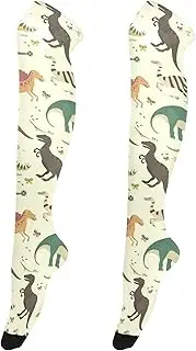 [Caihoyu] Over Knee Tights Socks for Women Breathable Long Thigh High Socks High-Knee Stocking for Halloween Cosplay Party Festival Vintage Dinosaur, Vintage Dinosaur
