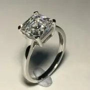Asscher Cut 4.50 Ct White Diamond Engagement Jewelry Ring 925 Sterling Silver