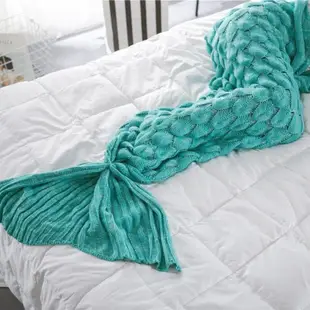 熱銷 在耳邊新款INS美人魚尾毛毯魚尾巴空調毯沙發毯針織休閒毯午睡毯 HEMM7326