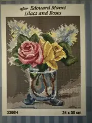 Printed needlepoint tapestry Canvas Orchidea 24x30 cm Lilacs And Roses