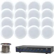 Pyle In-Ceiling 200W 6.5" Speaker Set, 8-Channel Speaker Selector, Speaker Wire