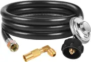 Propane Regulator & Hose 6ft Universal Female Nut & Elbow Adapter for Blackstone