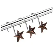 Star Decorative Rustic Shower Curtain Hooks for Home Bathroom, Set of 12 Brown