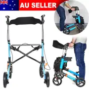 Lightweight Folding Mobility Walking frame Rollator Walker 4 Wheels Adjustable