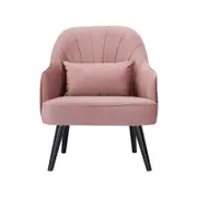 Keira Accent Sofa Arm Chair Fabric Uplholstered Lounge Couch - Pink
