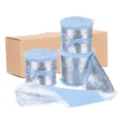 3pcs Chiffon Ribbon, 1"x5 Yard Silk Ribbon, Grey Blue Glitter Fabric Ribbon