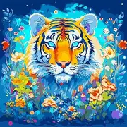 CYNART Animal Paint by Number for Adults Beginners,Tiger Paint by Numbers Kit for Adults Canvas,DIY Easy Acrylic Animals and Flowers Paint by Numbers Kit,Gifts Home Decor 16x16 Inch