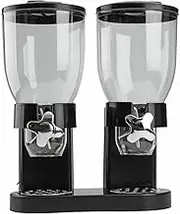 LEDON Double Cereal Dispenser Container Tank Large Dry Food Snack Kitchen Canister Dry Food Storage Container for Cereal, Nuts, Snacks (Black)