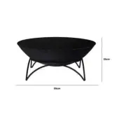 Jumbuck Black 55cm Iron Bowl FirePit With Stand Outdoor Camping High Temperature