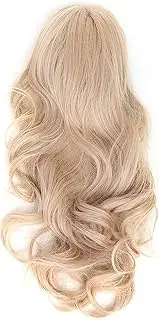 Long Blonde Wavy Wig for Women, 28in Middle Part Curly Wavy Wig Looking Synthetic Heat Resistant Fiber Wig for Daily Party Cosplay, Curly Wig Brown Roots Synthetic Wig