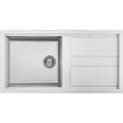 Artusi Granitek Single Bowl Sink with Drainer - White