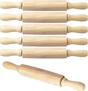 BILLIOTEAM 6 Pack 8 Inch Mini Wood Rolling Pin,Great for Children Kids Girls and Boys,Small Wooden Rollers for Art and Crafting,Baking,Cookie Dough,Cooking,Clay,Play Doh