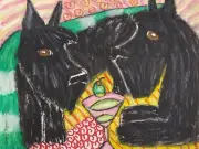 Scottish Terrier drinking a Martini 13x19 Dog Pop Art Print Signed Artist KSams