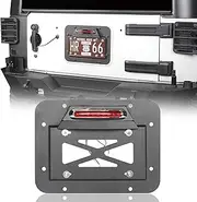 Hooke Road Wrangler Spare Tire Delete License Plate Relocation Kit w/Plate Illuminate Light & Third Brake Light for 2007-2018 Jeep Wrangler JK & Unlimited