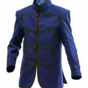 Men's Navy Blue Hussars Gothic Wool Wedding Kilt Napoleonic Military War Jacket.
