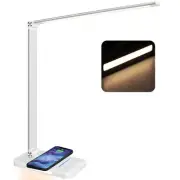 LED Desk Lamp with Night Light, Fast Wireless Charger, USB Charging Port, 10 ...