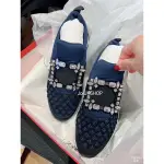 台南高雄」全新僅試穿轉賣40號RV深藍色經典SNEAKER鞋」方頭鑽運動休閒鞋/ROGER VIVIER知名英國代購