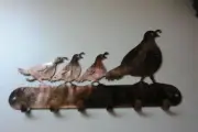 QUAIL MAMA AND CHICKS KEY AND HAT RACK HOLDER