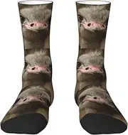 [EdWal] Soft Cute Ostrich print Moisture Wicking Socks Sports Socks for Men and Women Warm thermal Boot Hiking Socks