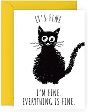 CENTRAL 23 Good Luck Cards - Funny Cat Card For Friends - 'I'm Fine' - Affirmation Cards - New Job Card - Well Done Card - Get Well Soon Card - Comes With Fun Stickers