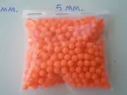 500 PCS. 5MM. SOFT GLOW PLASTIC LURE BEADS, ORANGE .036 HOLE, "MAKE SPINNERS"