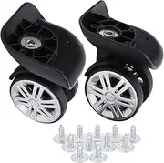 [Sorandy] 2 Pieces Luggage Suitcase Wheels, Swivel Wheel Replacement Casters Travel Suitcase PVC Wheels, Spinning 360 Degree Rotation Wheels with Screws, Black Plastic Bearings Repair Set