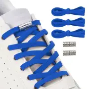 No Tie Shoelaces Elastic Shoe Laces 3Pcs with 2 Metal Buckles, Navy Blue