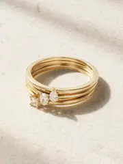 [STONE AND STRAND] STONE AND STRAND - Set Of Three 14-karat Gold Diamond Rings - 5 5 Gold
